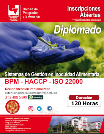 Diplomado Sistemas de Gestión en Inocuidad Alimentaria BPM - HACCP - ISO 22000